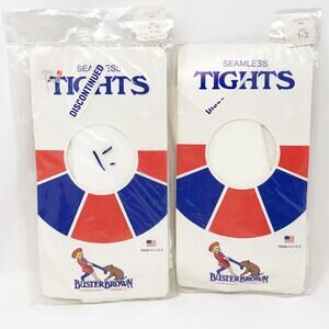 Vintage Deadstock 2 Buster Brown Girls Tights White Size 1-2 USA